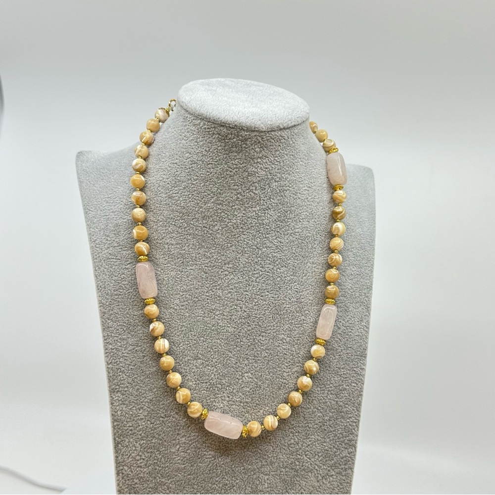Handmade Mother of Pearl Necklace, June Birthstone, Champagne Necklace
